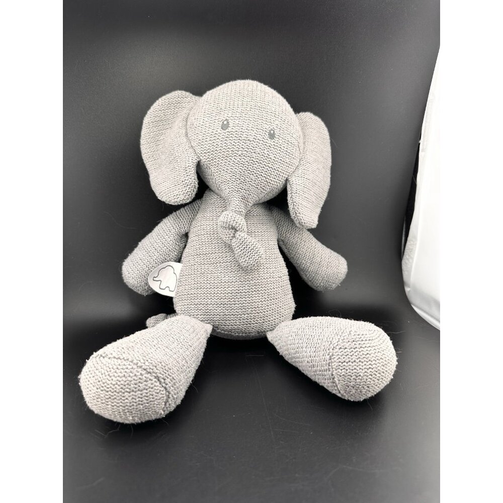 NATTOU Knit Grey Gray Tembo Elephant Stuffed Animal Plush Lovey 10" Retired RARE